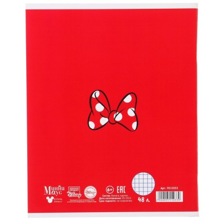 Notebook 48 sheets in a cage, cardboard cover, Minnie Mouse-3