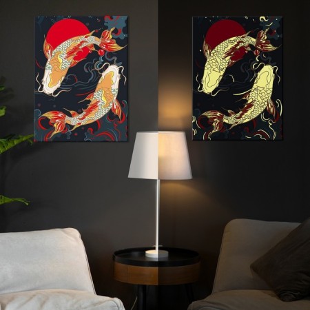 Picture on numbers with luminous paint, 40 × 50 cm "Koi carp" 14 colors-1