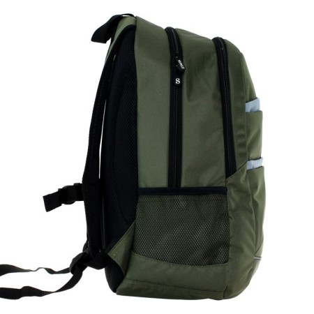 Youth backpack, 46 x 33 x 16 cm, ergonomic back, embroidery, stavia, khaki, light gray-4