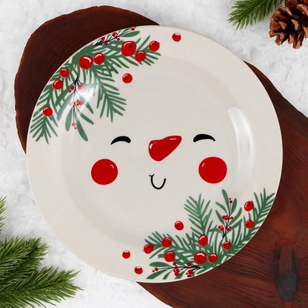 New Year. Ceramic plate "Snowman Zimka", 20 cm-6