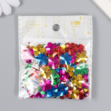 Set for creativity of sequin 10 grams "Multi -colored flowers" 1.5x1.5 cm-4