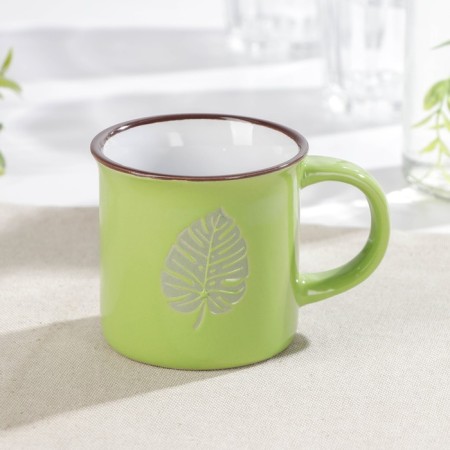 Mug ceramic share "Paporotnik", 180 ml, green color
