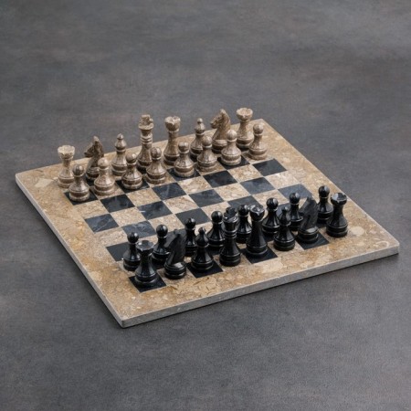 Chess "Elite", gray/black, board 40x40 cm, onyx