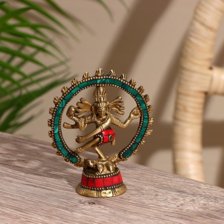 Souvenir "Nataraj" brass, stone 10 cm