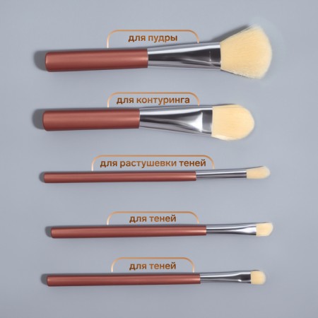 A set of makeup brushes, 5 objects, pink color-2
