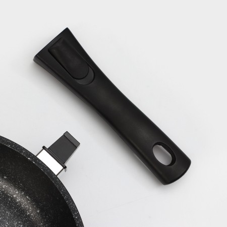 Pan, d = 24 cm, removable handle, glass cover, anti -stick coating, color dark marble-5