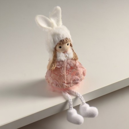 Interior doll "Angel in a flower dress in a hat with ears" 5.5x7x19.5 cm-1
