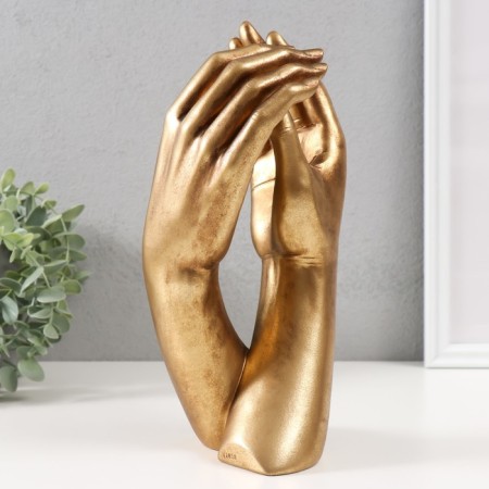 Souvenir Polystone "Two Hands - Touch" Gold 13.2x1.6x26.5 cm-1