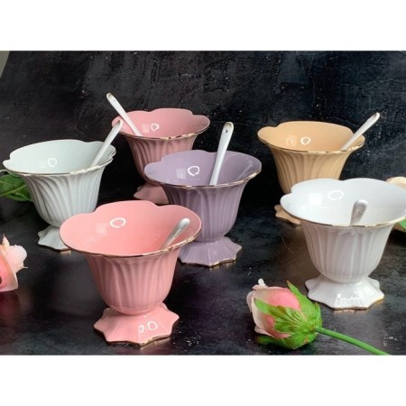 A set of cremas with spoons, lenardi, 250 ml, 6 pcs