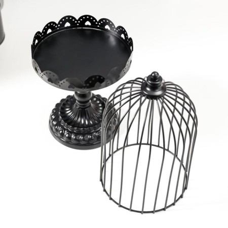 Summary Metal for 1 candle "Floor cage with hearts" black 36x15x15 cm-3