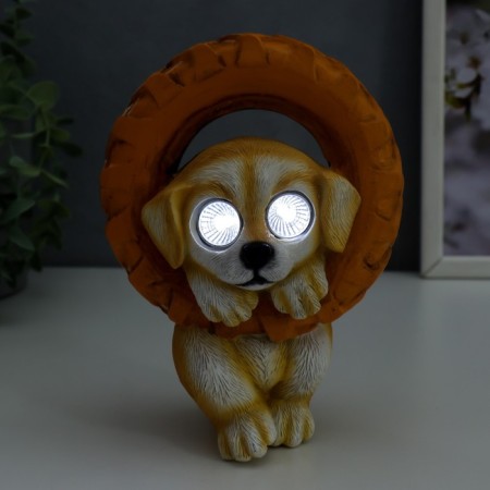 Souvenir Polystone Light "Pyosik caught on the wheel" from the solar battery 19.5x11x13.5 cm-4