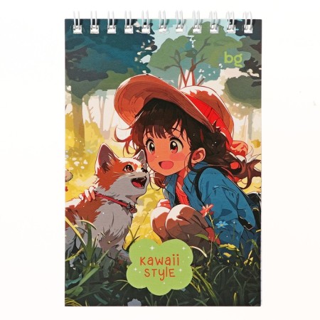 Notepad A6, 40 sheets in a cage, on an anime crest, cardboard cover, block 60g/m2, mix-4