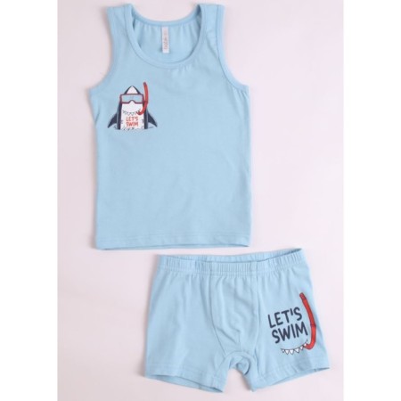 Set for a boy: T -shirt, panties, height 146 cm, blue color