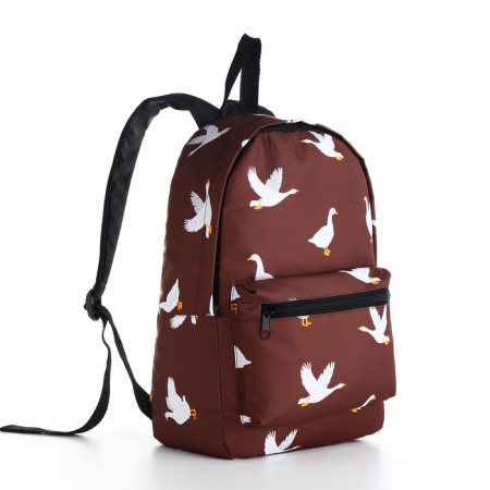 School backpack from lightning textiles, external pocket, brown color