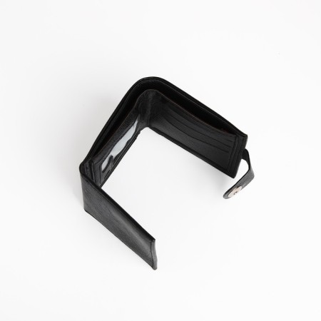 Male purse for magnet, department for bills, for maps, for coins, black color-3