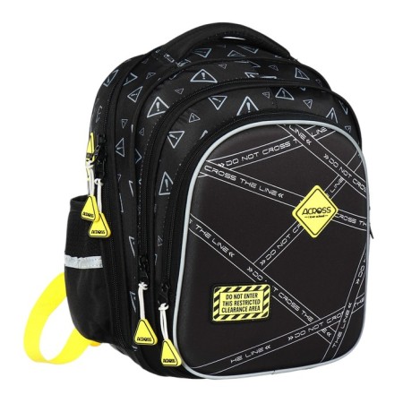 School backpack 40x33x15cm, ergonomic back, Across 410, black/yellow-1