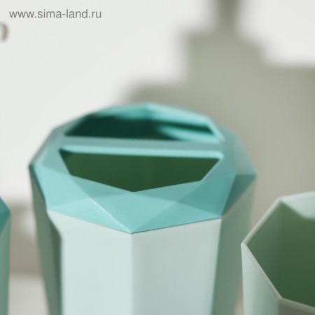 A set of bathroom accessories, 4 items (350 ml dispenser, soap dish, stand, glass), Mix color-3