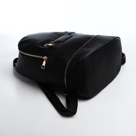 Women's backpack made of artificial leather with lightning, 1 pocket, black color-3