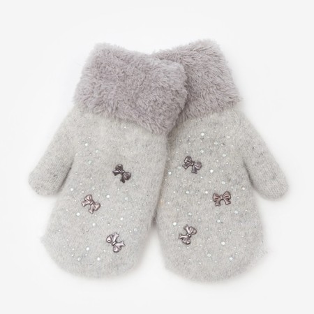 Mittens double for a girl, color mix, 8-10 years old-5