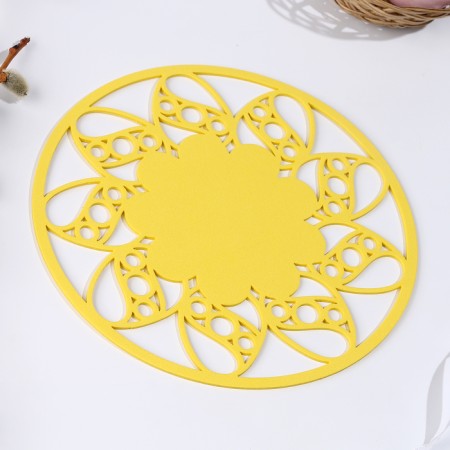 Napkin XV "Flower", for serving, yellow color, felt, 18 cm x 18 cm-2