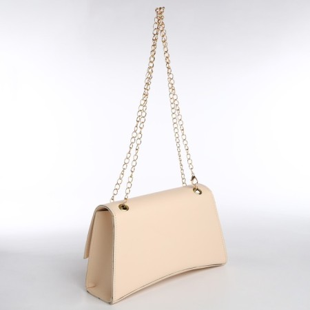 Women's bag made of artificial leather with a valve, 26x16x9 cm, beige color-3