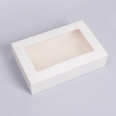 Box fold, pencil case, with a window, white, 25 x 16 x 6 cm-1