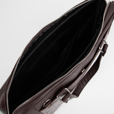 Women's bag El Masta with a zipper, 2 outer pockets, a long belt, a dark brown color-2