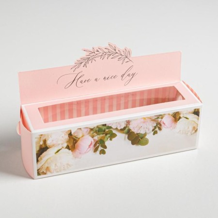 Box for Makarun confectionery, packaging "Have a nice day", 18 x 5.5 x 5.5 cm