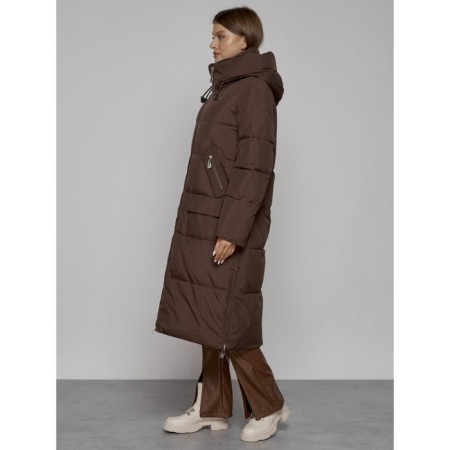 Coat insulated winter female, size 46, dark brown color-1