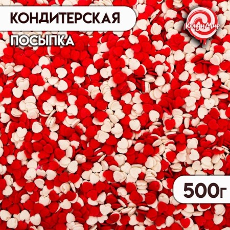 Confectionery Sugar Sugar "Hearts": red, white, 500 g