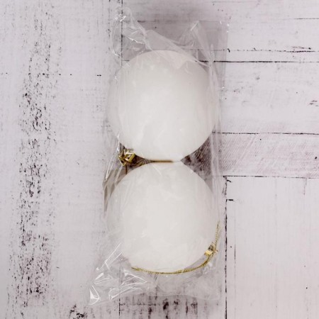 Set of balls plastic D-8 cm, 2 pcs "matte" white-1