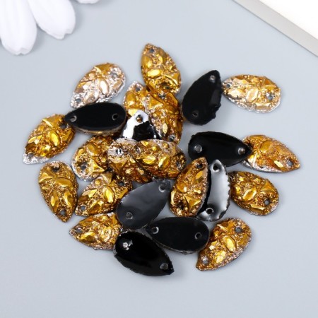Decor for creativity Plastic sewing "drop. Golden rubber" set 24 pcs 1.6x0.9 cm-2