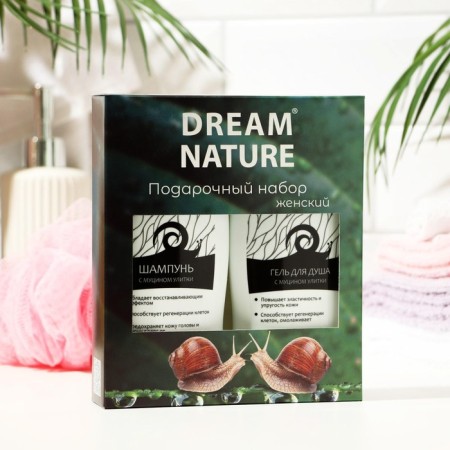 Gift set for women Dream Nature "Mucin Snails": shampoo, 250 ml + shower gel, 250 ml-4