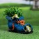Figure pot "Boars with frogs" blue, 24x14x15cm