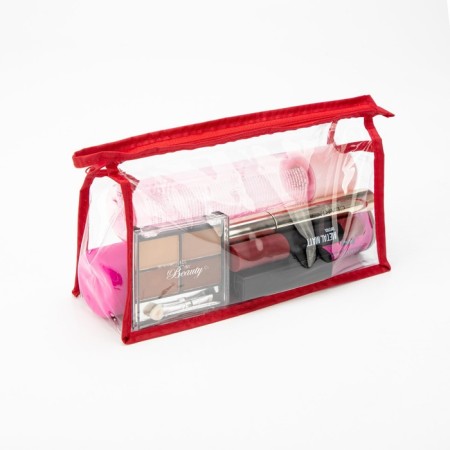Cosmetic bag with lightning, red color-3