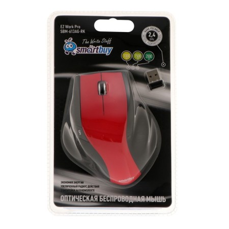 Mouse Smartbuy 613AG, wireless, optical, 2000 DPI, 2XAA, USB, Red-5