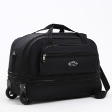 Road bag on wheels, a lightning department, with an increase, an outer pocket, black color