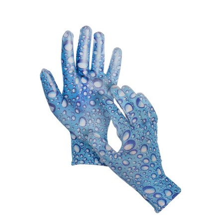 Nylon gloves, with PVC half -willed, size 7, color mix, Greengo