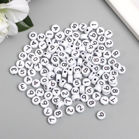 Beads for creativity plastic "Black numbers on white" set of 20 grams 0.7x0.7x0.4 cm