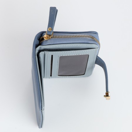 Women's wallet on the button, blue color-4