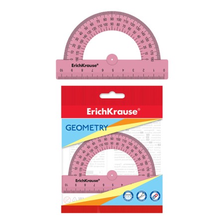 Transporter 10 cm 180 °, Erichkrause "Candy", plastic, opaque, pink