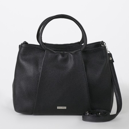 Women's bag, lightning department, external pocket, long belt, black color