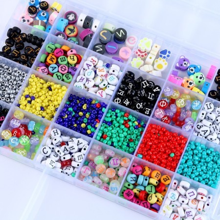 Set for creating jewelry, 24 types of beads, fishing line, scissors-6