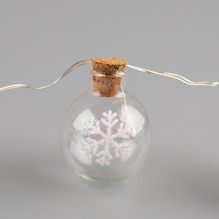 Garland “thread” 1.6 m with nozzles “balls with a snowflake”, IP20, silver thread, 15 LED, white glow, AAX2-5