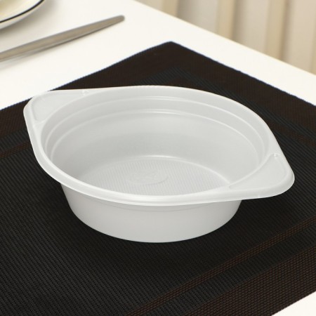 The set of plastic disposable plates did not forget!, 500 ml, soup, white, in the set 6 pcs