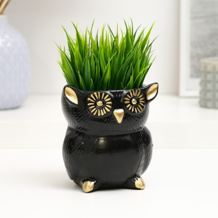 Figure Kashpo "Council" 0.35l, black with gold, 10x11x10cm