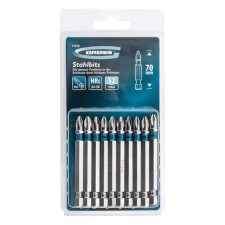 Set of GROSS BIT, 6 GROUND. Profile, steel S2, PH2 x 70 mm, 10 pcs.