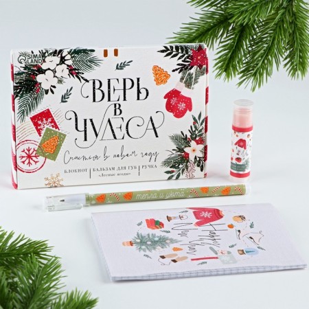 Gift New Year's Set of Notepad, Hand and Balm for the Lip "Believe in Miracles"-1