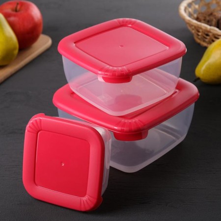 A set of food containers "Light", 3 pcs: 460 ml, 950 ml, 1.5 l, color mix