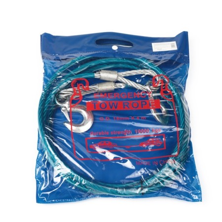 Towing cable, metal in the PVC braid, 4m, 10 tons, 2 hooks-1